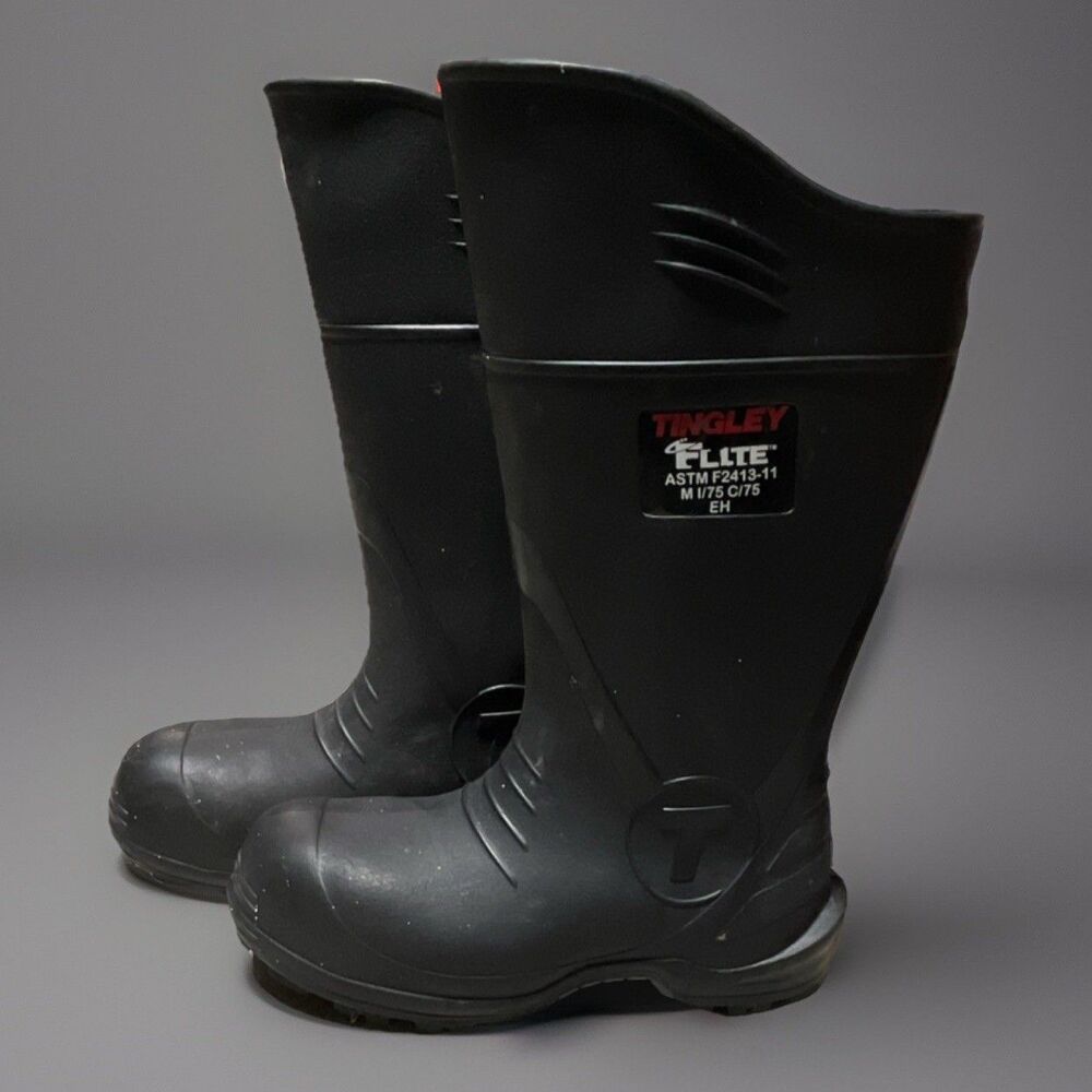 Tingley Flite ASTM F2413-11 EH Rubber Black Steel Toe Work Boots